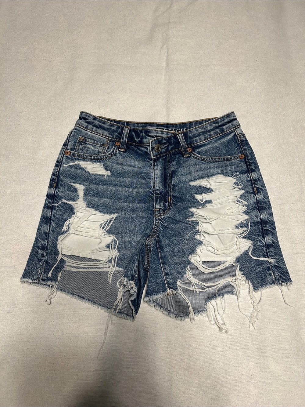 American Eagle Outfitters Distressed Dark Blue Denim Cutoff Shorts